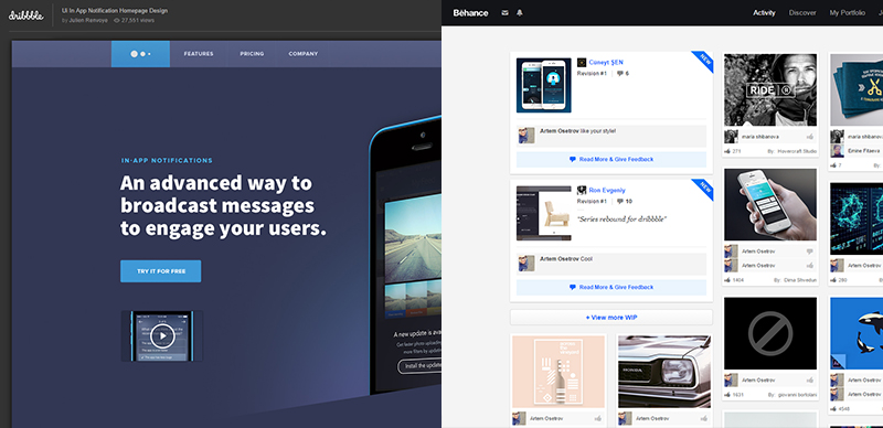 Examples of web-design, landing pages, the world’s leaders