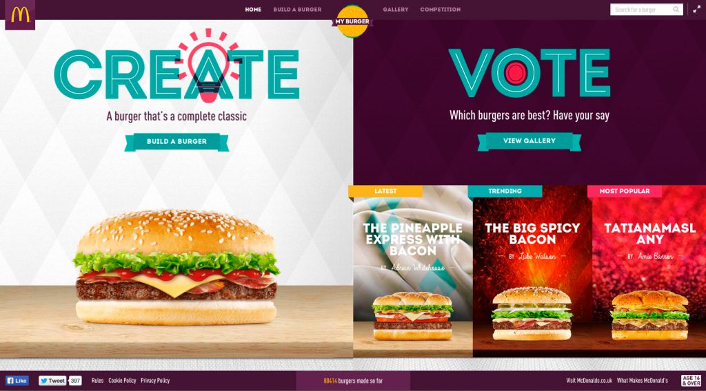 Site myburger.mcdonalds.co.uk first page