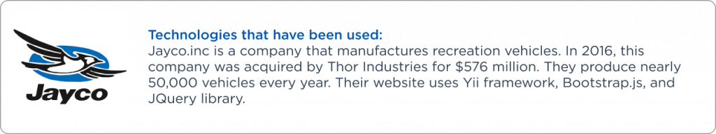 Jayco companie that use the Yii framework