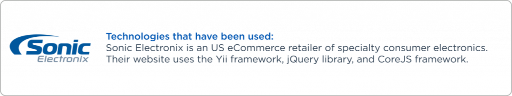Sonic Electronix companie that use the Yii framework